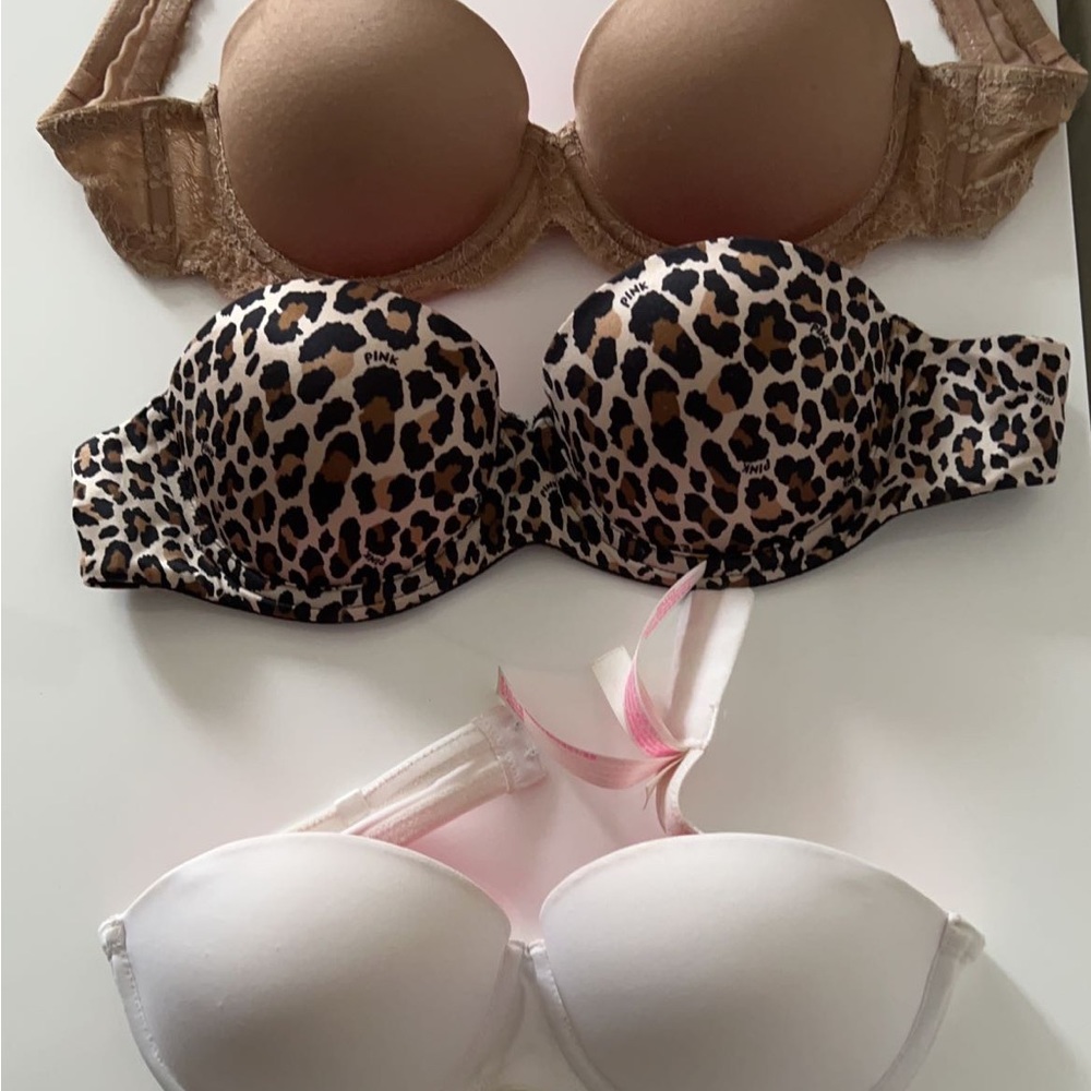 Victoria’s Secret pink strapless bras (straps not included)